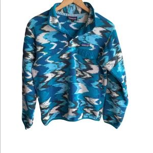 Patagonia Synchilla Trout Tales Elwha Blue Snap-T Fleece Pullover